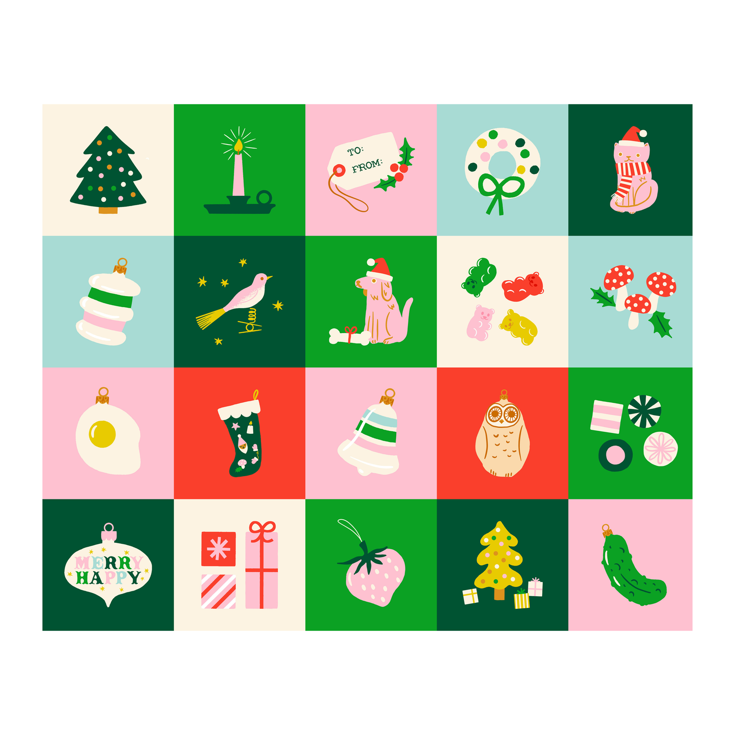 Merry Happy in Lollipop | 1 Yard Panel