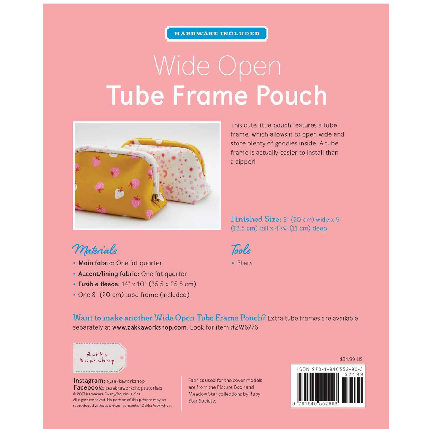 Wide Open Tube Frame Pouch | Pattern + Hardware