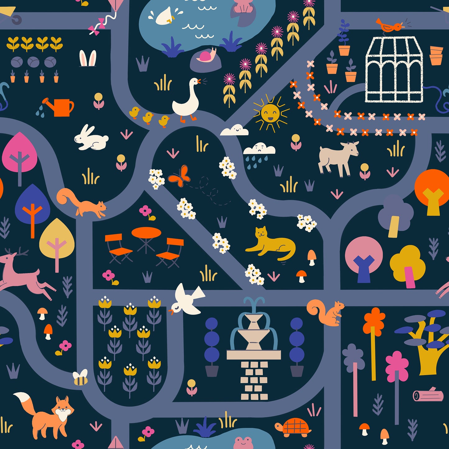 Garden Map in Teal Navy | Woodland Park