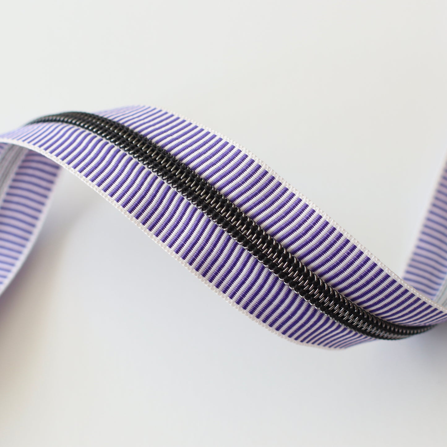 Purple Stripe + Gunmetal | Zipper by the Yard