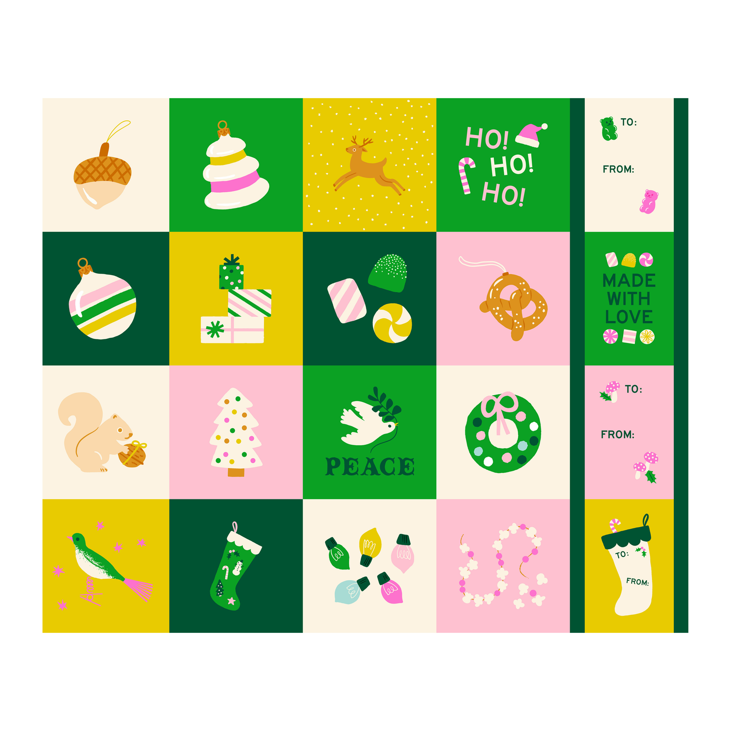 Merry Happy in Verdant | 1 Yard Panel