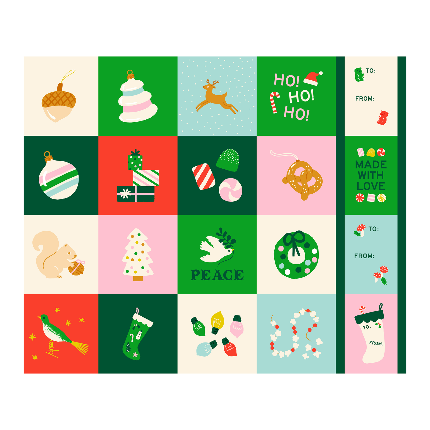 Merry Happy in Lollipop | 1 Yard Panel