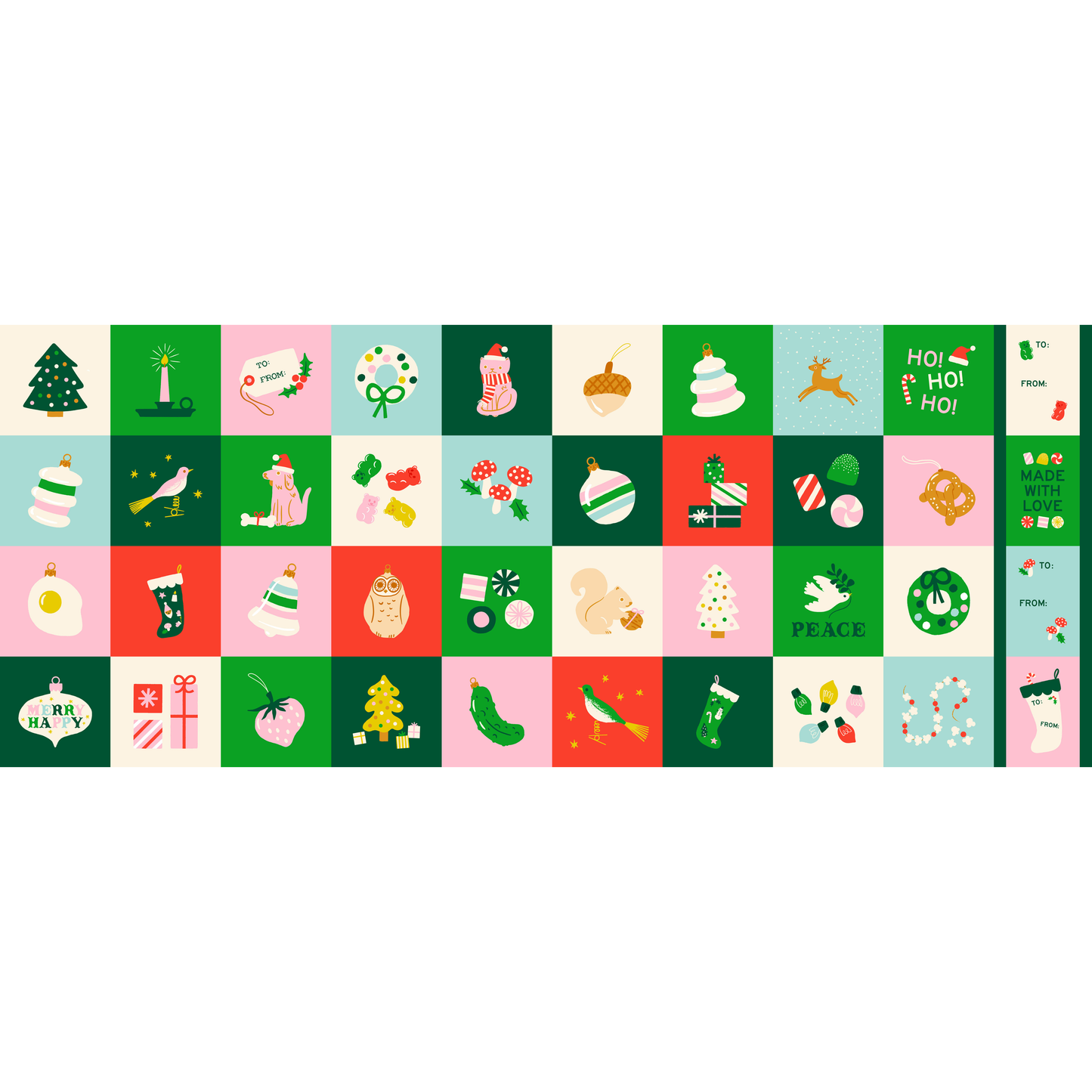 Merry Happy in Lollipop | 1 Yard Panel