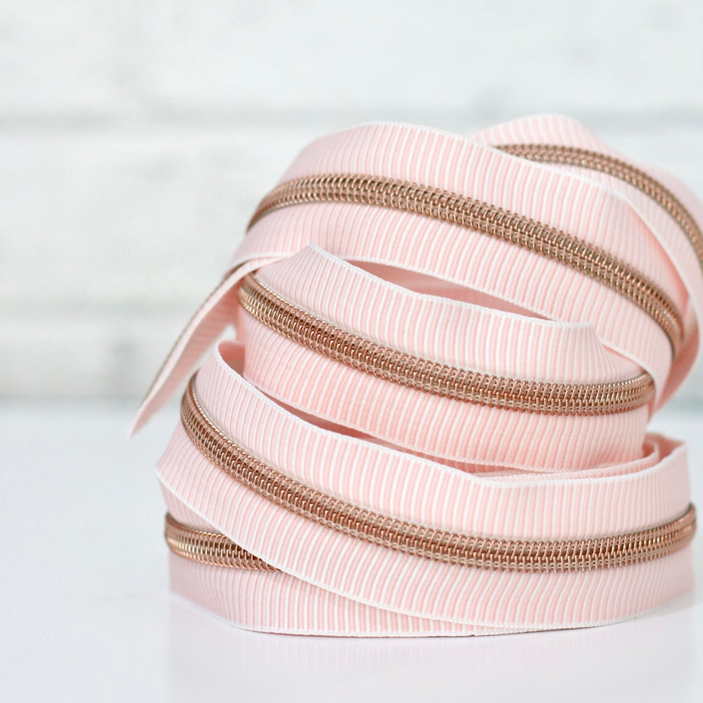 Pink Stripe + Rose Gold | Zipper by the Yard