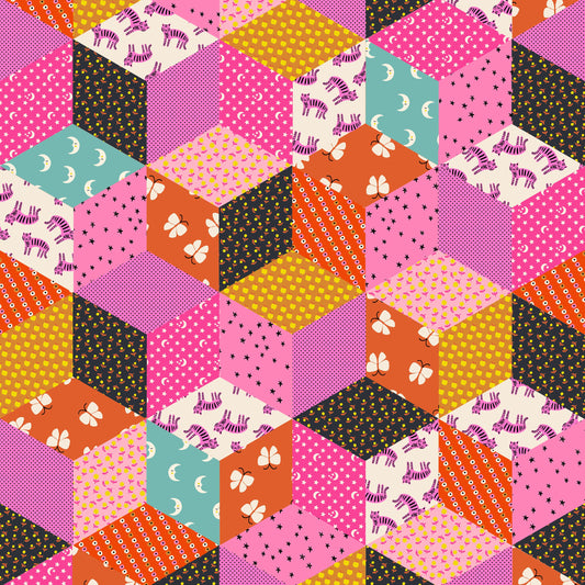 Tumbling Blocks in Pink | Ooh Lucky Lucky