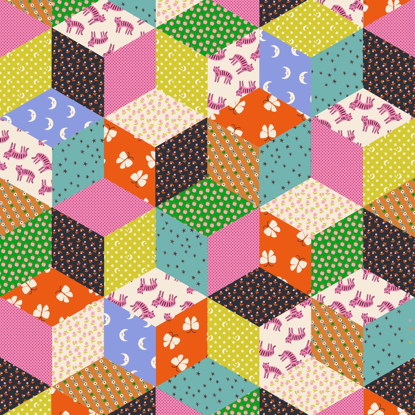 Tumbling Blocks in Vivid | Ooh Lucky Lucky