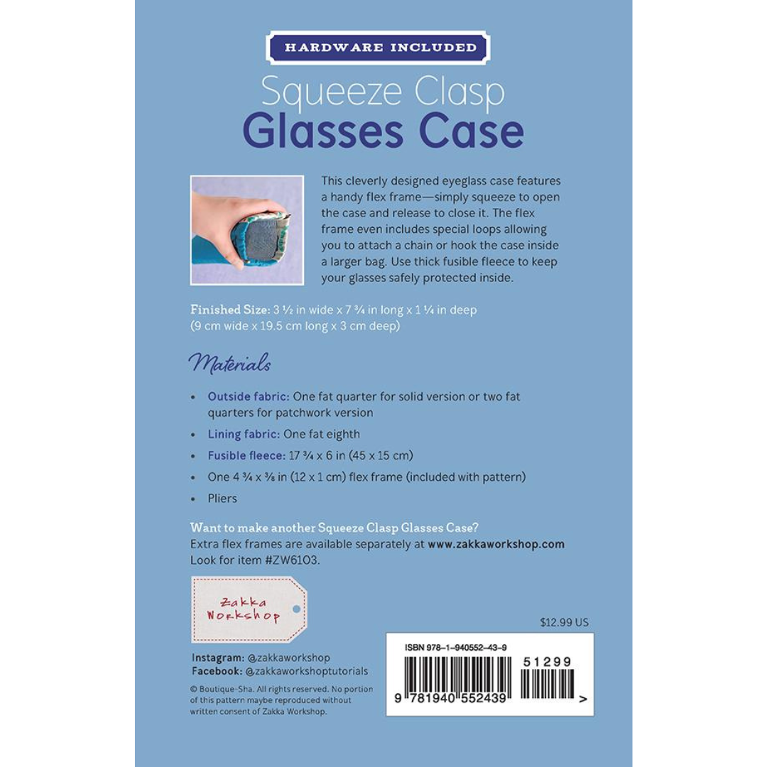 Squeeze Clasp Glasses Case | Pattern + Hardware