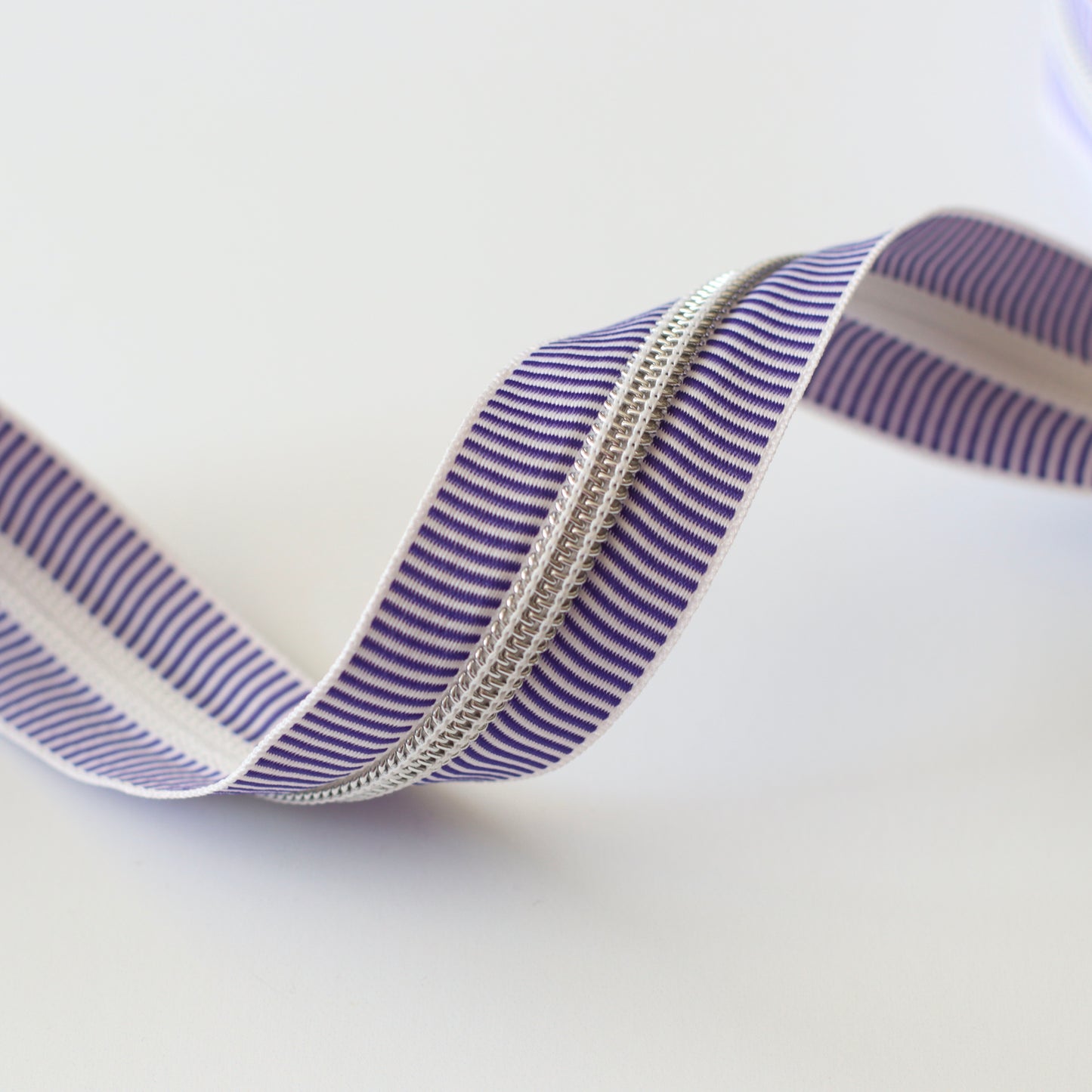 Purple Stripe + Silver | Zipper by the Yard