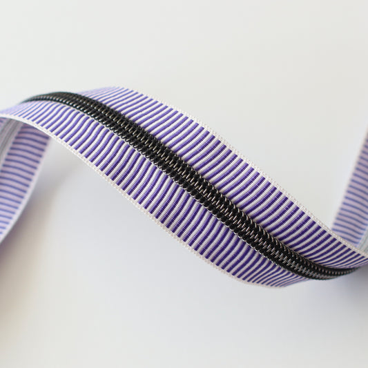 Purple Stripe + Gunmetal | Zipper by the Yard