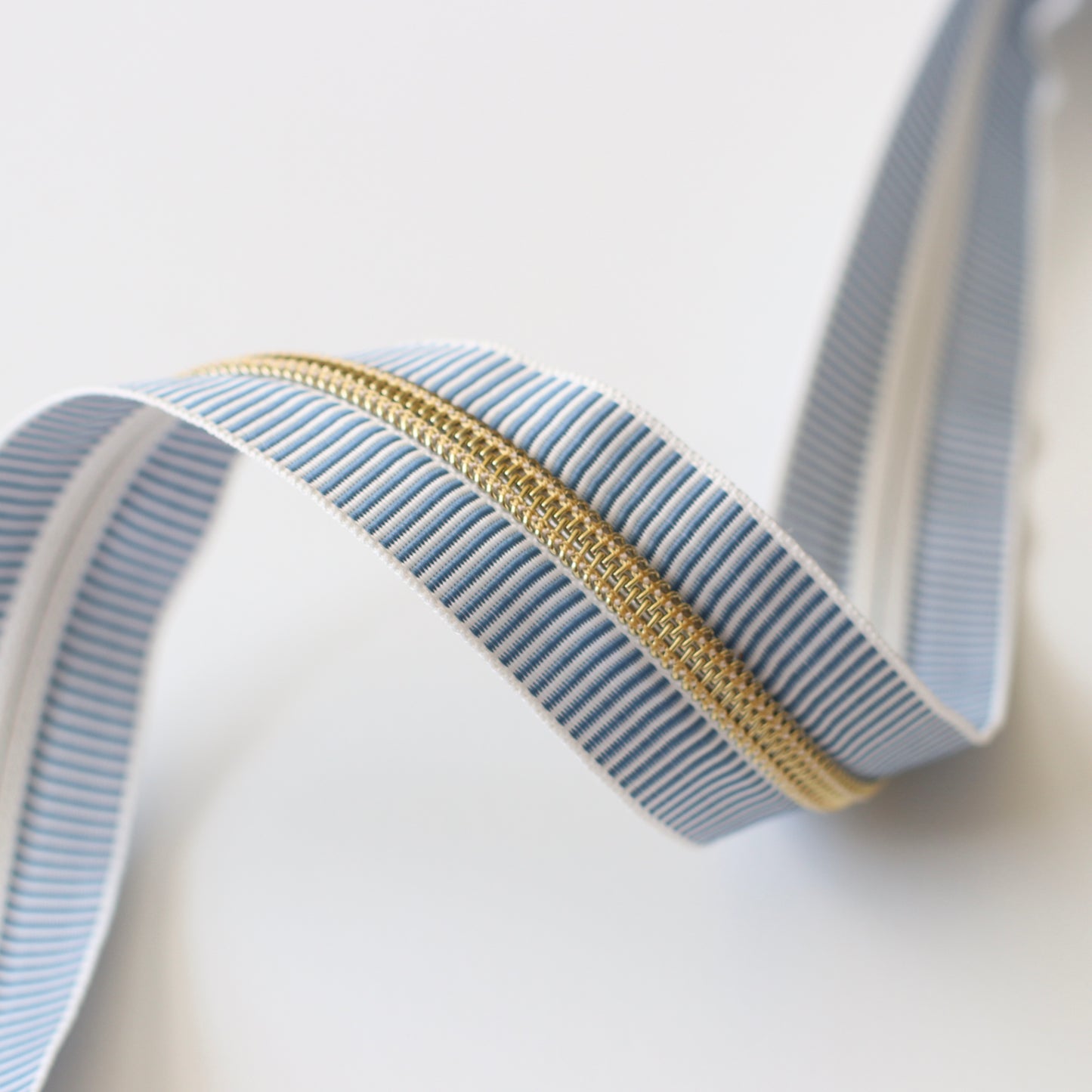 Blue Stripe + Gold | Zipper by the Yard