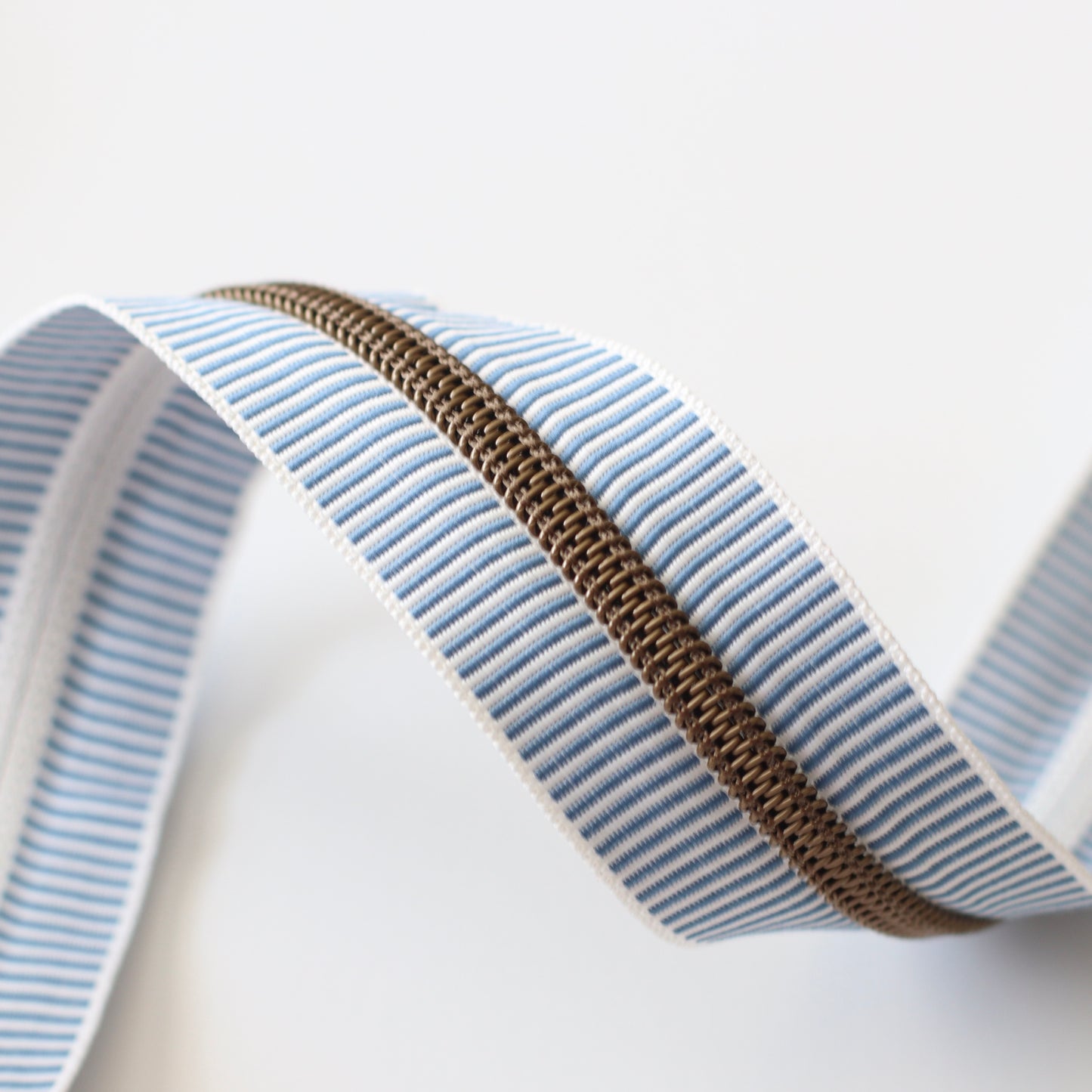 Blue Stripe + Bronze | Zipper by the Yard